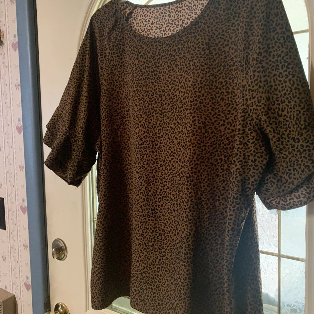 Women's Shein Size 2X Brown  Animal Print Blouse